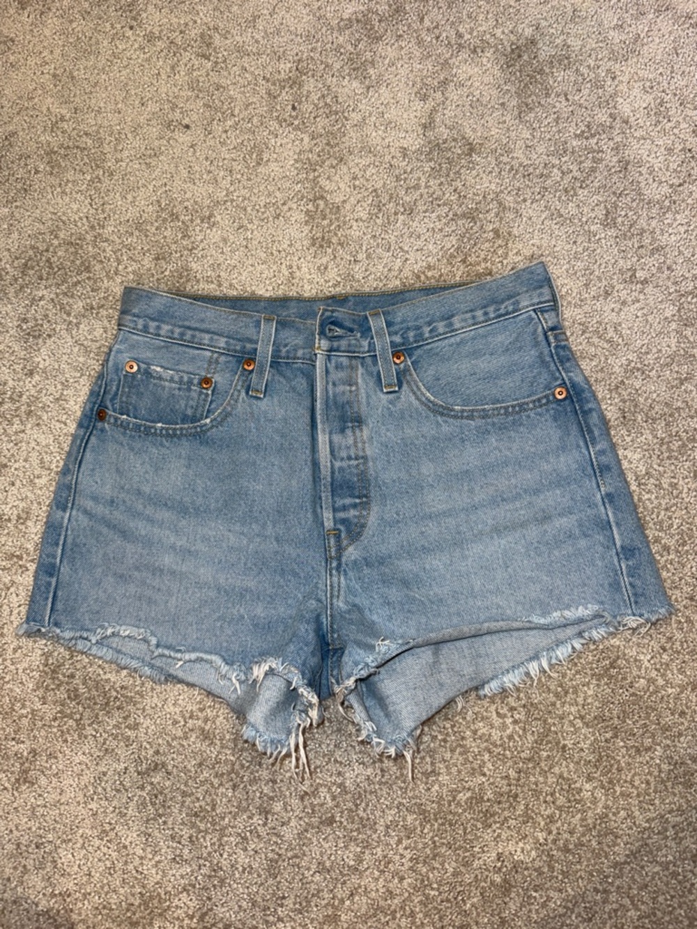 Levi's Faded Blue Denim Cutoff Shorts - Picture 2 of 2